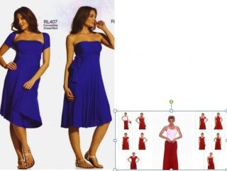 ELAN Convertible Modal Rayon Jersey Knit ROYAL BLUE Dress 8 way RL407
