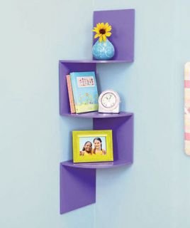 New Purple Wooden ZigZag Corner Wall Storage Shelf Room Decor