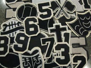 Black and Gray Chenille Patches for Letter Jackets, Shirts, Hoodies