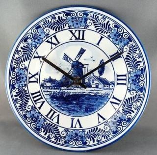 Delft Blue Windmill Hand Painted Clock