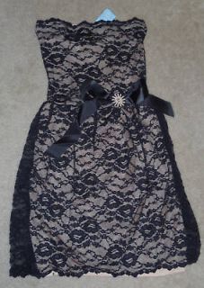 delias gorgeous black & tan lace tube top dress size 5