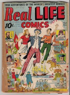 Real Life Comics #1 G 2.0 Danial Boone Lawrence Of Arabia 1941