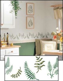 PLAID LARGE GREEN FOREST FERN MIX DECORATION MURAL BEDROOM STENCILS 45