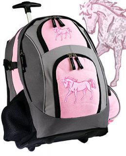 Backpack CUTE School or Travel Bag with Wheels Horses Design Print