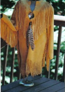 Indian war shirt regalia sz XL deer hide/buckskin long fringe
