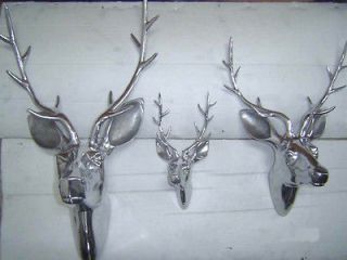 Aluminium Wall Mounted Stag Head Set of 3 pieces/Shiny Polished/Antel