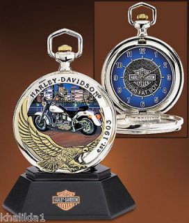 Franklin Mint Harley Davidson Pocket Watch Set B11E306