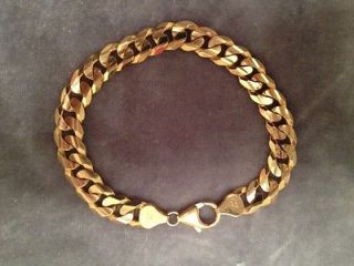 Gold Solid Mens 9mm Wide Curb Cuban Link Bracelet 28.9 grams 8
