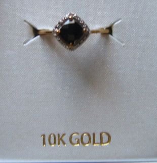 NIB 10K YELLOW GOLD BLK ONYX & DIAMOND RING SZ 7