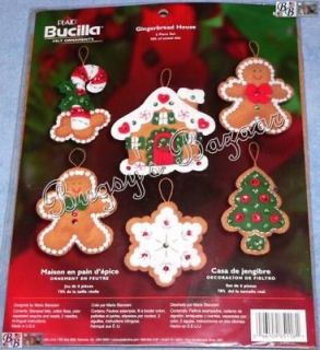Bucilla GINGERBREAD HOUSE Felt Christmas Ornaments Kit