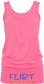 Womens Sleeveless Tee Top Ladies Pleated Gather Long Vest Many Colours