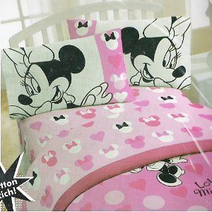NWT $54+  Minnie Mouse Twin Sheet Set Pink Cotton Rich