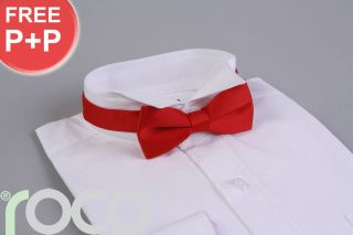 BOYS RED BANDED DICKIE BOW TIE WEDDING PROM for suits