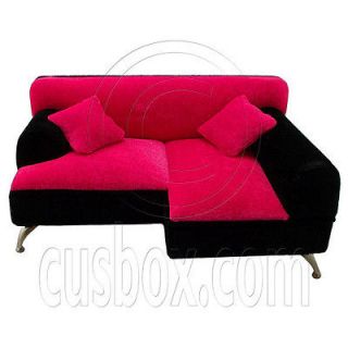 Plush Sofa Chaise Longue Jewelry Box 16 Barbie Dollhouse Furniture