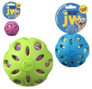 CRACKLE HEADS   JW Pet Rubber Crinkle Ball Asst Colors Dog Puppy Toy