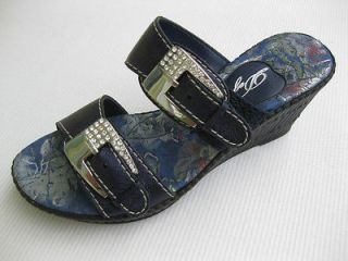 Dezario Womens Shoes NEW $150 Dijon Navy Blue Leather Slide USA 5 M