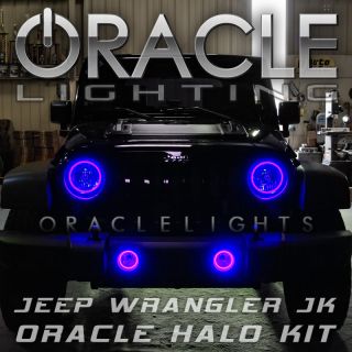 Jeep Wrangler JK ORACLE Headlight + Fog Light HALO Kit UV Demon Eye