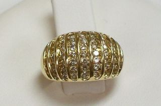 Newly listed Ring Gold Plated Large Faux Diamond Prong Set Cluster
