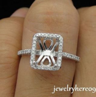 Solid 14k White Gold Engagement/Wed ding Semi Mount Ring Setting