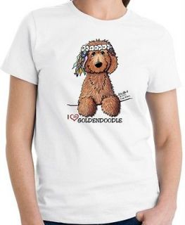 Golden Doodle Labradoodle Dog Ladies Crew Tshirts KiniArt designer