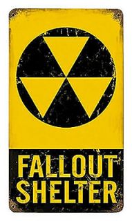 Fallout Shelter 8 x 14 Distressed Repro Cold War Era Metal Sign