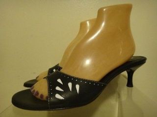 Donald J Pliner Couture Kiwi Womens Black Leather Slides Heels Shoes