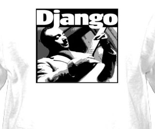 DJANGO Jazz Guitarist T Shirt Vintage Style Django Reinhardt WHITE T