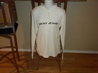 DKNY JEANS Women LADIES Hooded Long Sleeve Shirt M,L NEW WITH TAGS