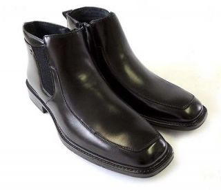 New MENS LEATHER ANKLE BOOTS ZIPPERED COMFORT STRETCH FIT DRESS SHOES