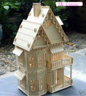 wooden puzzle dollhouse 21 doll wood house 6 rooms kit