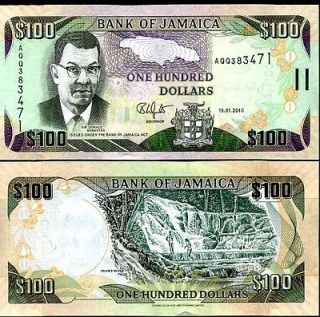 JAMAICA 100 DOLLARS 2010 P 84 UNC LOT 5 PCS NR