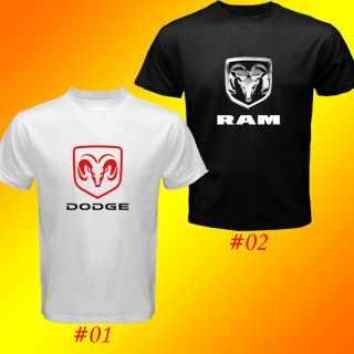 Dodge Cars And Trucks Ram Logo Custom White And Black T Shirt SIZE S