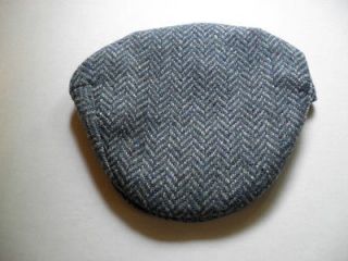 Irish blue tweed flat cap Hanna Hat wool Donegal Ireland drivers S