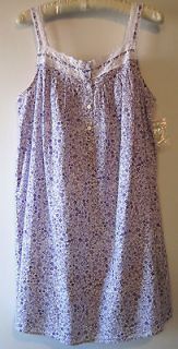 Womens Short Purple Summer Woven Cotton Nightgown Gowns Sz S M Adonna