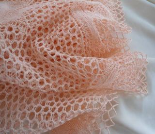 Vintage Crochet Knotted Lace Doily Table Topper Peachy Pink