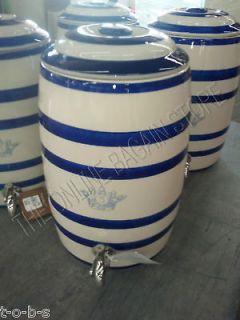 Ceramic jar spigot glass Stripe Summer Drink Dispenser 14 blue 2.5