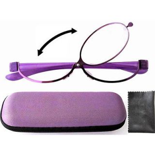 Patent Purple Magnifying Eye Makeup Flip Eyeglasses Glasses For