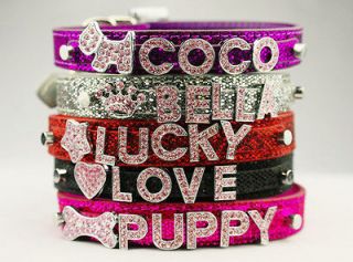 Colorful Bling Personalized Dog Collars Customized Free Name
