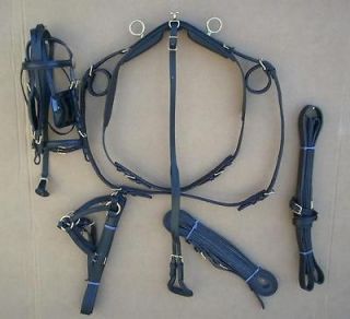 NEW BLACK LEATHER MINIATURE SHOW DRIVING HARNESS SET