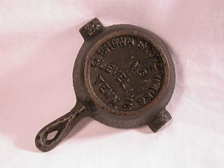 Miniature Brown Stove Works Cast Iron Advertising Skillet Ashtray