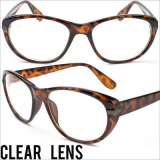 Womens Clear Lens Glasses Polite Nerd Cat Eye Fashion Retro Tortoise
