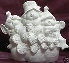 Bisque Snowmen with Tree Kimple Mold 3171 U Paint Ready To Paint