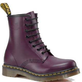Dr. Martens Womens 1460 8 Eye Leather Ankle Boots Purple Smooth