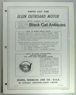 1958 Elgin Outboard Motor Parts List 7.5 HP #571.59732