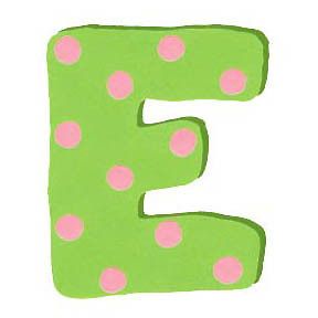 TATUTINA ADORABLE HAND PAINTED WOODEN WALL LETTER E