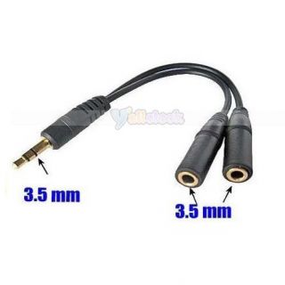 Plug Headphone Extension Splitter Cable Adapter Jack for MP4 Black