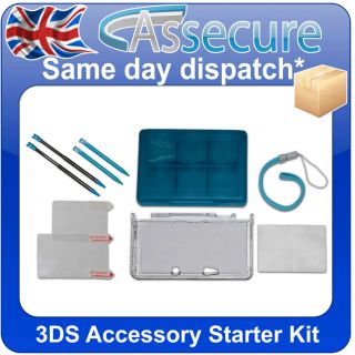 in 1 Blue Accessory starter pack for nintendo 3DS 24 Game holder