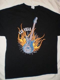 Las Vegas, Guitar & Flames. Cool Shirt. USED Adult Size Large