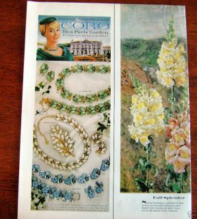 1960 Coro Jewelry Ad In a Paris Garden Collection