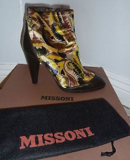 Missoni Paisley Velvet & Leather Fabric Cap Toe Ankle Boots Shoes 40